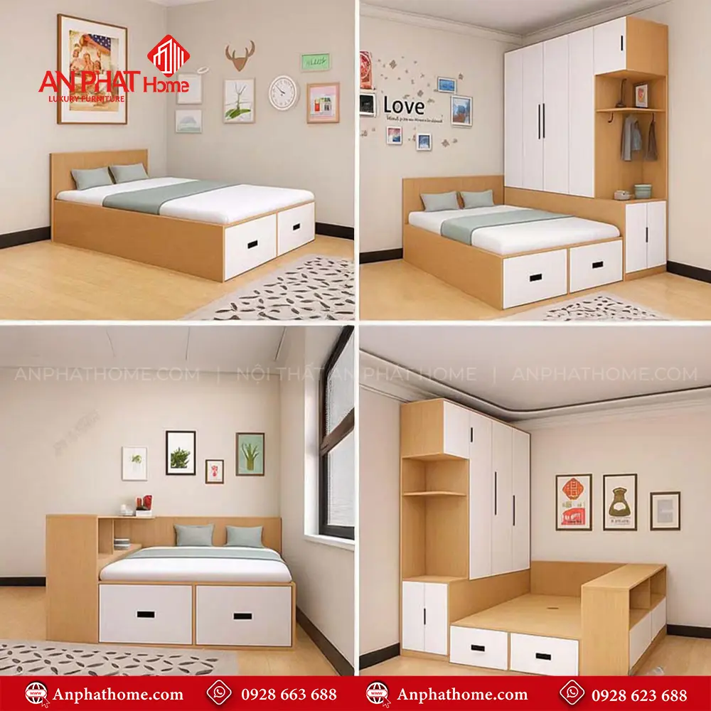 Mẫu Giường Đôi Gỗ Đẹp GN-216 12 Mẫu Giường Đôi Gỗ Đẹp GN-216