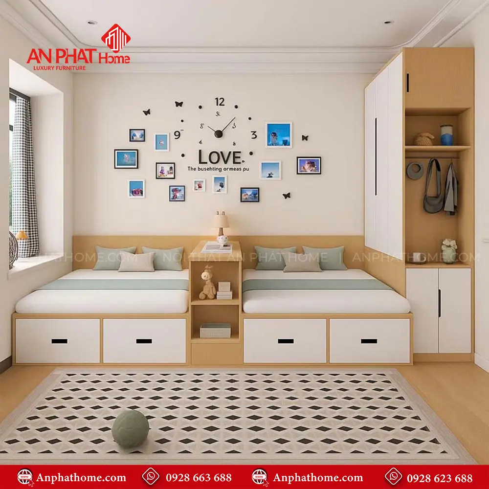 Mẫu Giường Đôi Gỗ Đẹp GN-216 11 Mẫu Giường Đôi Gỗ Đẹp GN-216