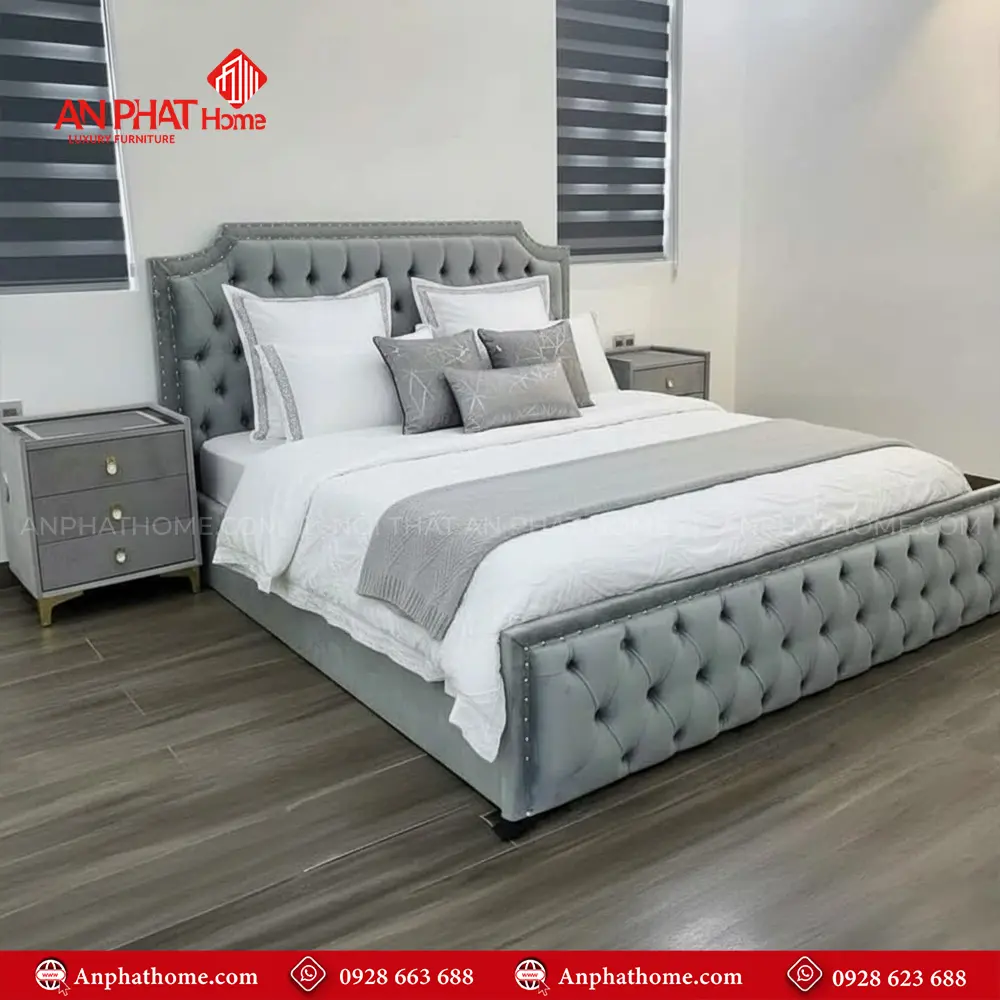 Mẫu Giường Ngủ Đẹp Bọc Nhung GN-287 8 Mẫu Giường Ngủ Đẹp Bọc Nhung GN-287