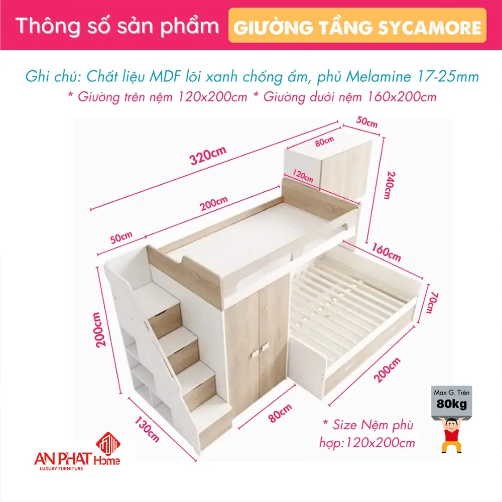 Mẫu Giường Tầng Đẹp Cho Bé GN-305 15 Mẫu Giường Tầng Đẹp Cho Bé GN-305