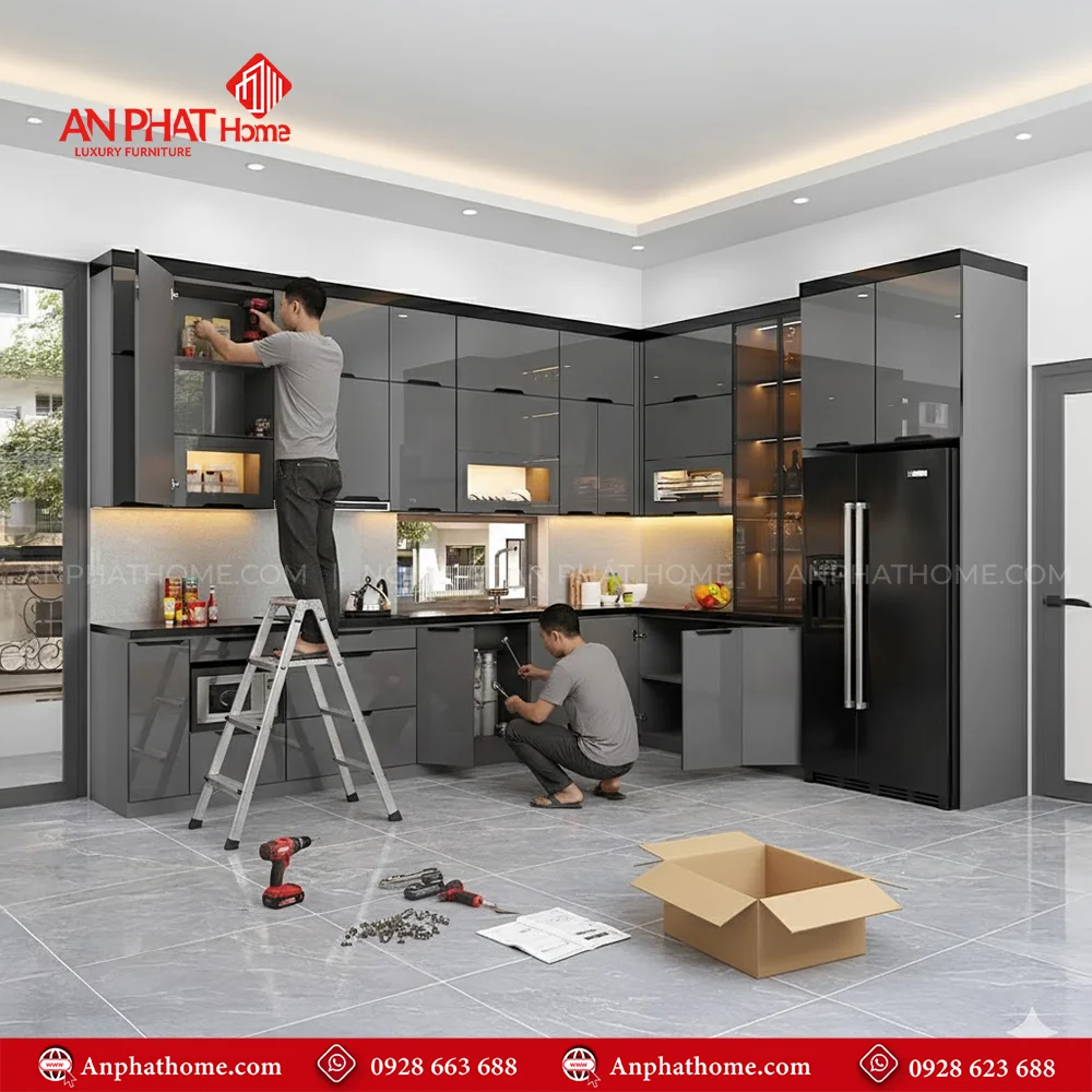 Mẫu Tủ Bếp Đẹp TB-955 9 Tủ bếp đẹp đóng theo yêu cầu