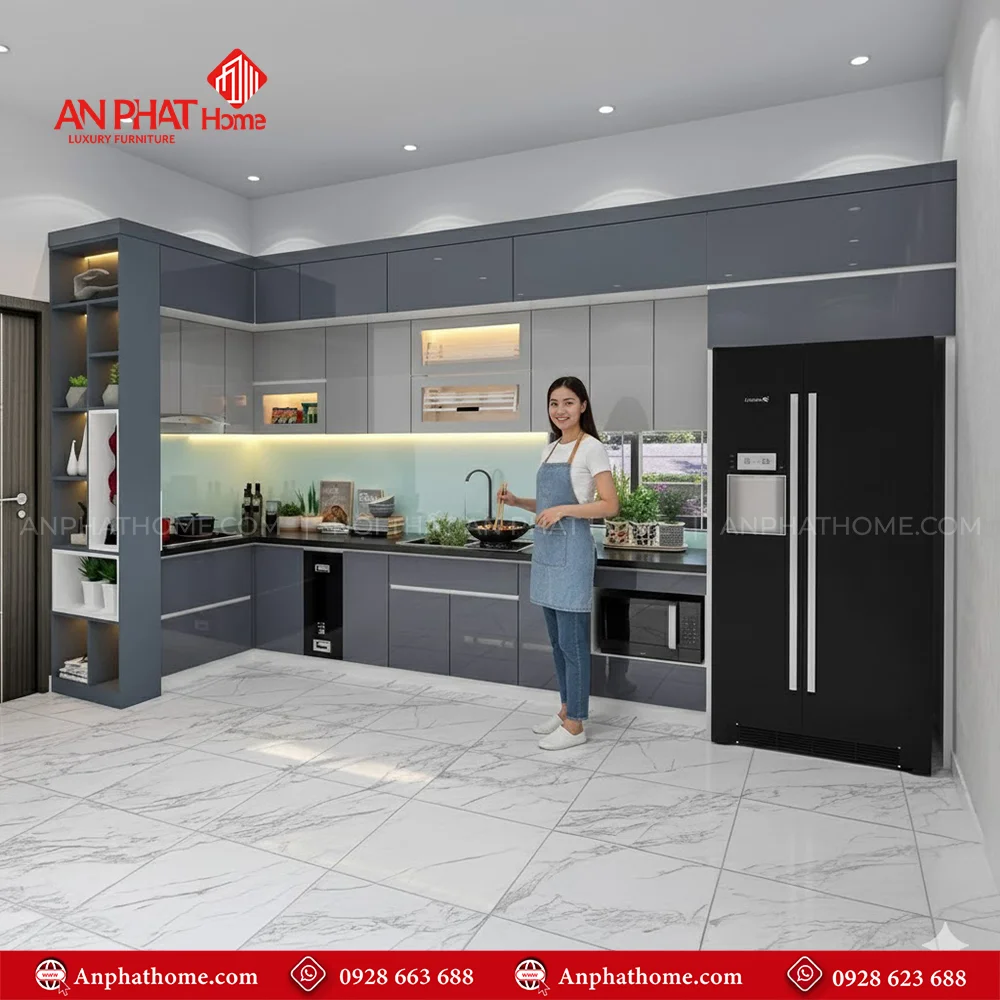Mẫu Tủ Bếp Đẹp Thiết Kế Hiện Đại TB-913 10 Mẫu tủ bếp cao cấp cho chung cư