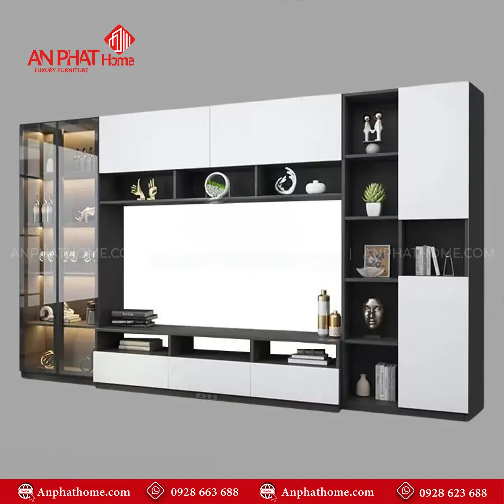 Mẫu Tủ Kệ Tivi Cánh Kính Hiện Đại T-5398