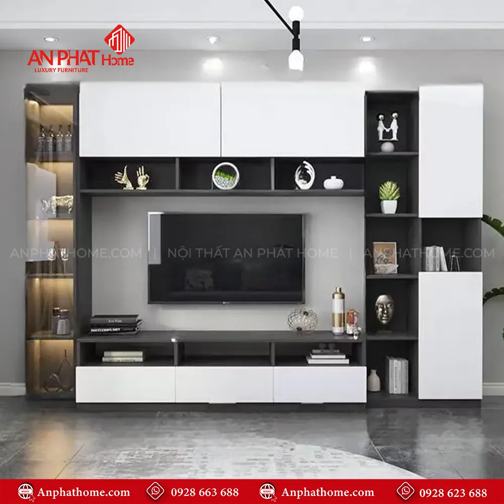 Mẫu Tủ Kệ Tivi Cánh Kính Hiện Đại T-5398
