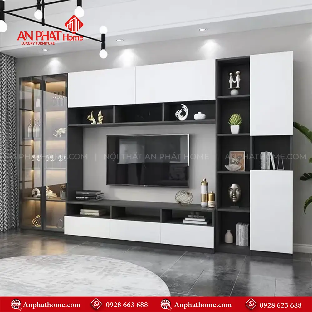 Mẫu Tủ Kệ Tivi Cánh Kính Hiện Đại T-5398