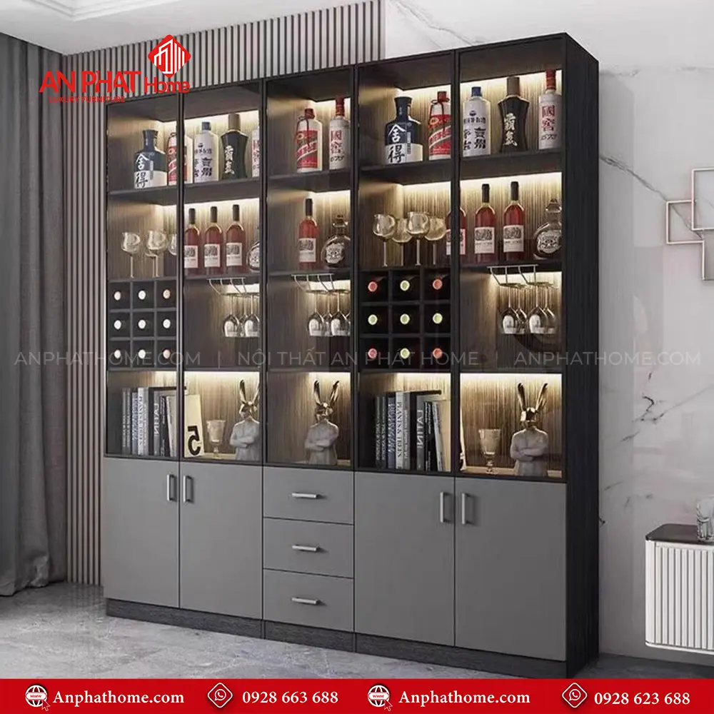 Mẫu Tủ Rượu Đẹp Cánh Kính Hiện Đại T-5331 7 Mẫu Tủ Rượu Đẹp Cánh Kính Hiện Đại T-5331
