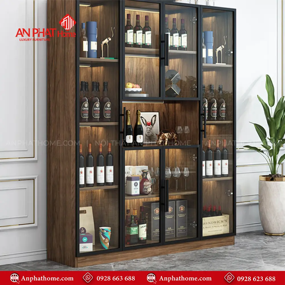 Mẫu Tủ Rượu Đẹp Cánh Kính T-5320 18 Mẫu Tủ Rượu Đẹp Cánh Kính T-5320