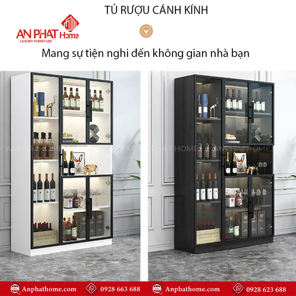 Mẫu Tủ Rượu Đẹp Cánh Kính T-5320 20 Mẫu Tủ Rượu Đẹp Cánh Kính T-5320