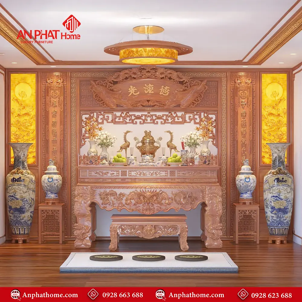 Phòng Thờ Biệt Thư Cao Cấp Gỗ Hương Đá BT-2329