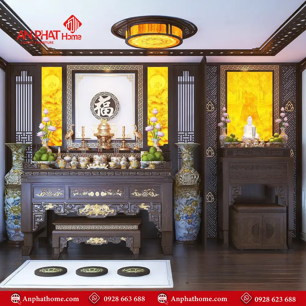 Phòng Thờ Đẹp Phật Kết Hợp Gia Tiên BT-2331 5 Phòng Thờ Đẹp Phật Kết Hợp Gia Tiên BT-2331