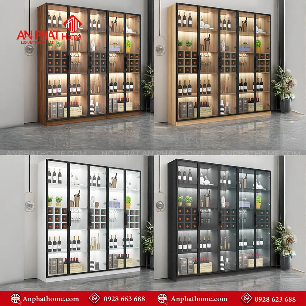 Tủ Rượu Cánh Kính Gỗ MDF Cao Cấp T-5318