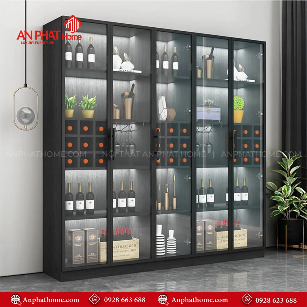 Tủ Rượu Cánh Kính Gỗ MDF Cao Cấp T-5318