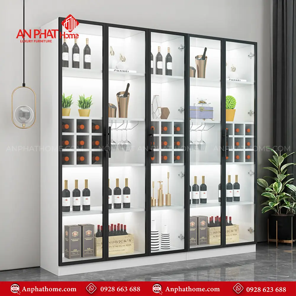 Tủ Rượu Cánh Kính Gỗ MDF Cao Cấp T-5318