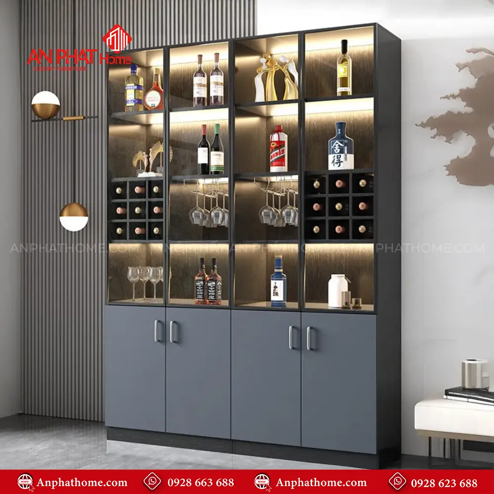 Tủ Rượu Cánh Kính Kết Hợp Đèn Led Sang Trọng T-5342 19 Tủ Rượu Cánh Kính Kết Hợp Đèn Led Sang Trọng T-5342
