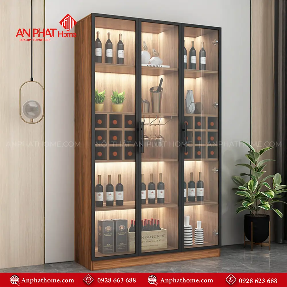 Tủ Rượu Đẹp Kết Hợp Đèn Led T-5317 18 Tủ Rượu Đẹp Kết Hợp Đèn Led T-5317