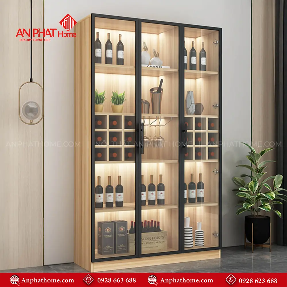 Tủ Rượu Đẹp Kết Hợp Đèn Led T-5317 16 Tủ Rượu Đẹp Kết Hợp Đèn Led T-5317