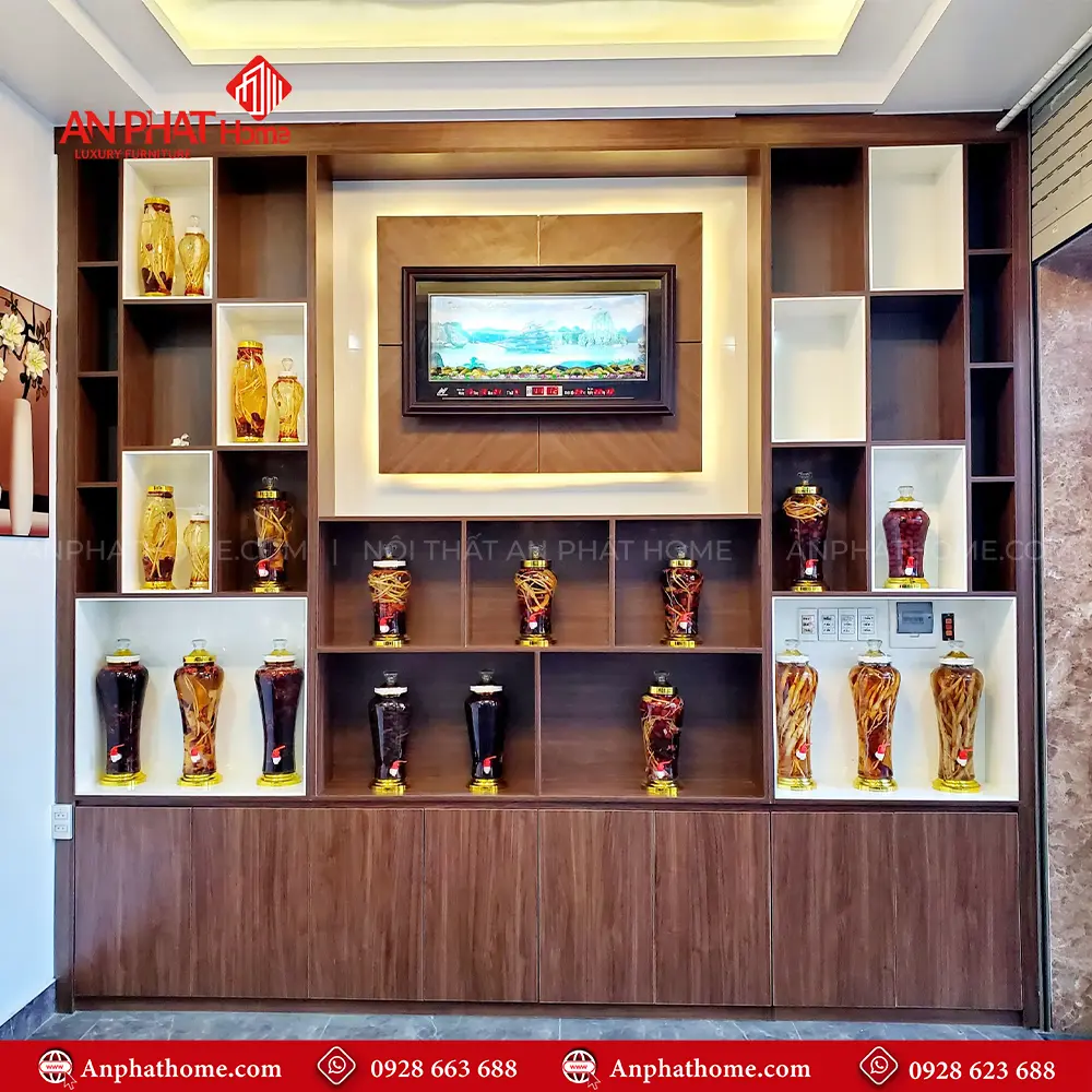 Tủ Rượu Gỗ Công Sang Trọng T-5341 3 Tủ Rượu Gỗ Công Sang Trọng T-5341
