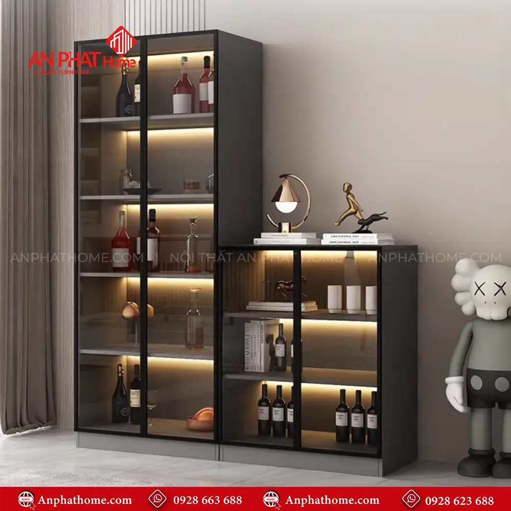 Tủ Rượu Gỗ MDF Cánh Kính Cao Cấp T-5344 13 Tủ Rượu Gỗ MDF Cánh Kính Cao Cấp T-5344