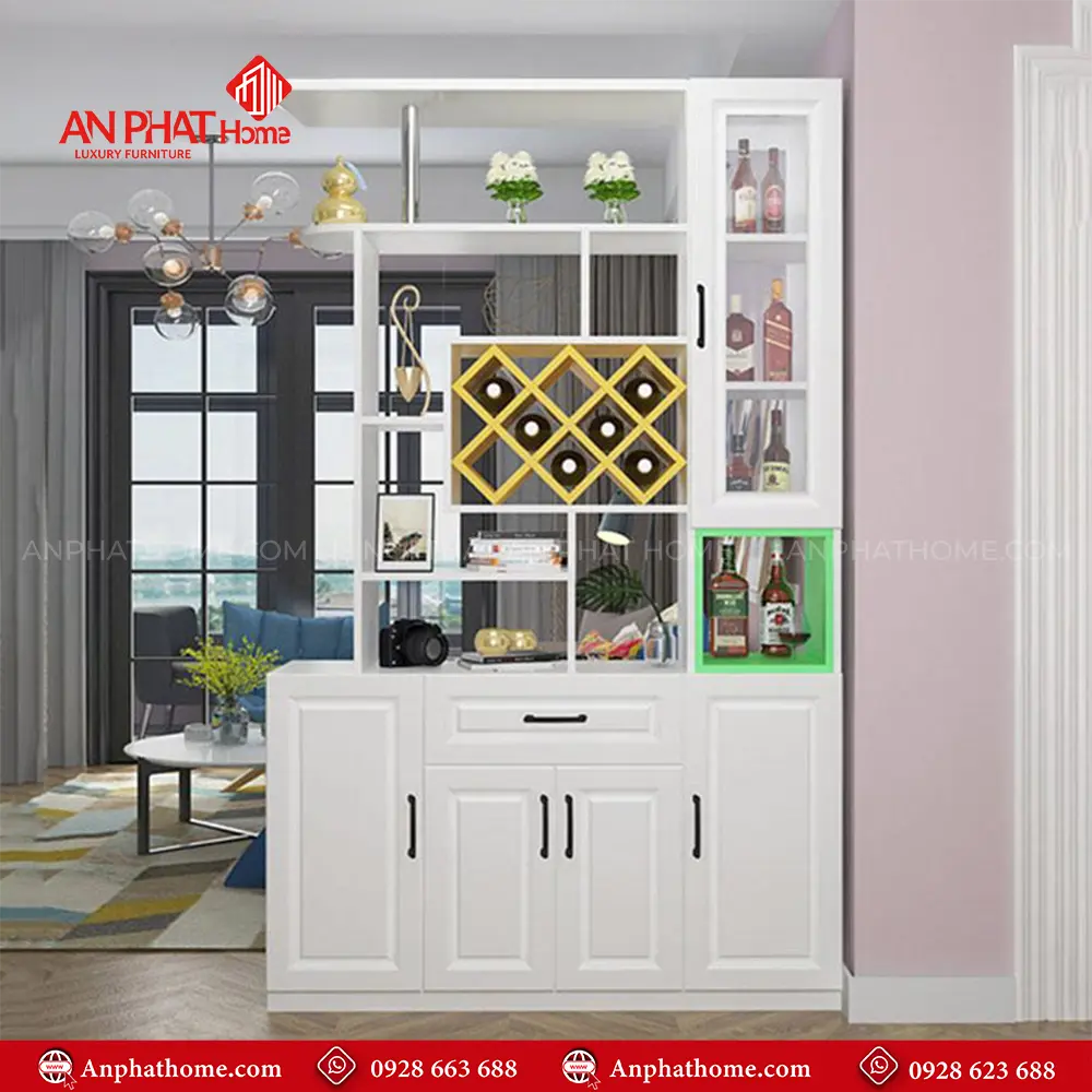 Tủ Rượu Kết Hợp Kệ Trang Trí T-5323