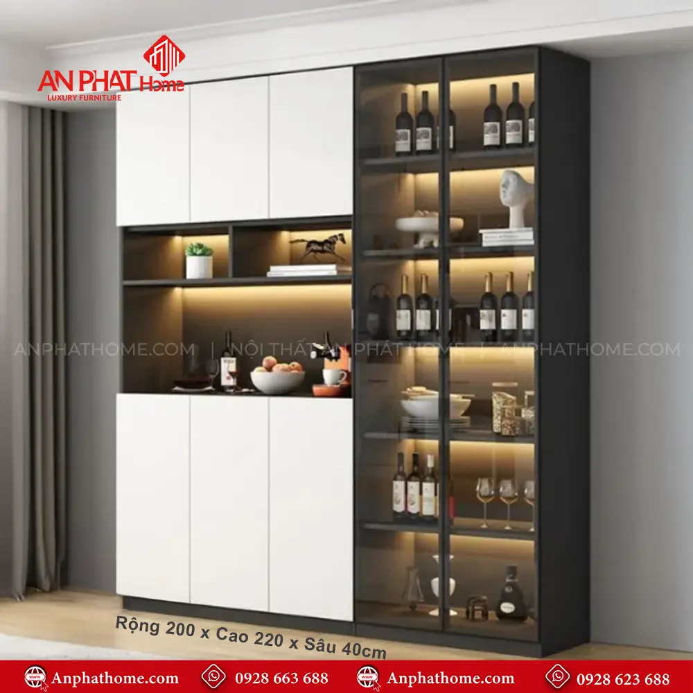 Tủ Rượu Kết Hợp Tủ Trang Trí Đa Năng T-5340