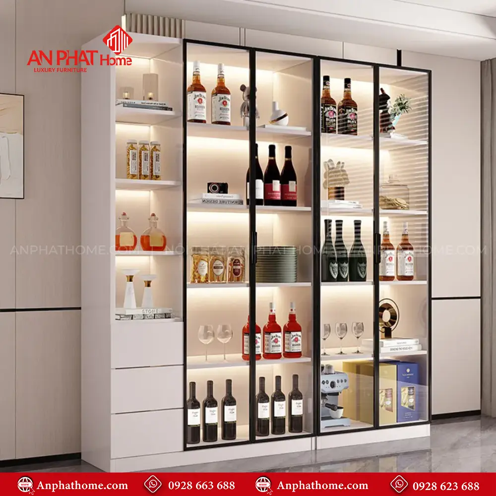 Tủ Rượu Phòng Khách Cánh Kính Sang Trọng T-5353 13 Tủ Rượu Phòng Khách Cánh Kính Sang Trọng T-5353