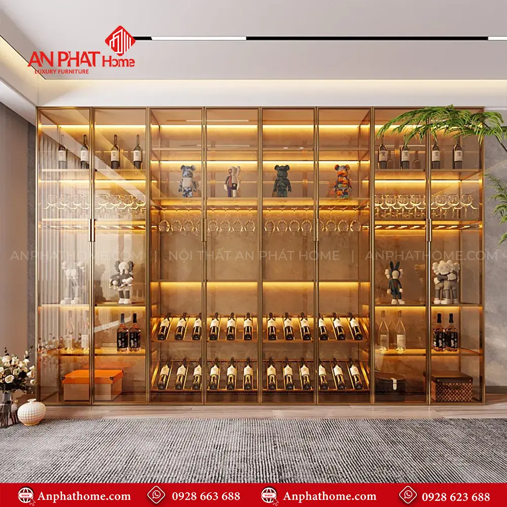 Tủ Rượu Vang Nhôm Kính Sang Trọng T-5349