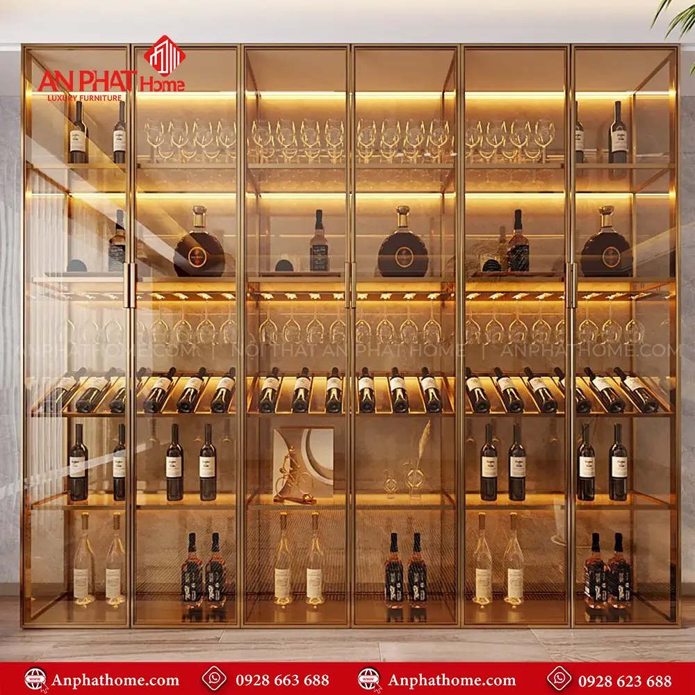 Tủ Rượu Vang Nhôm Kính Sang Trọng T-5349