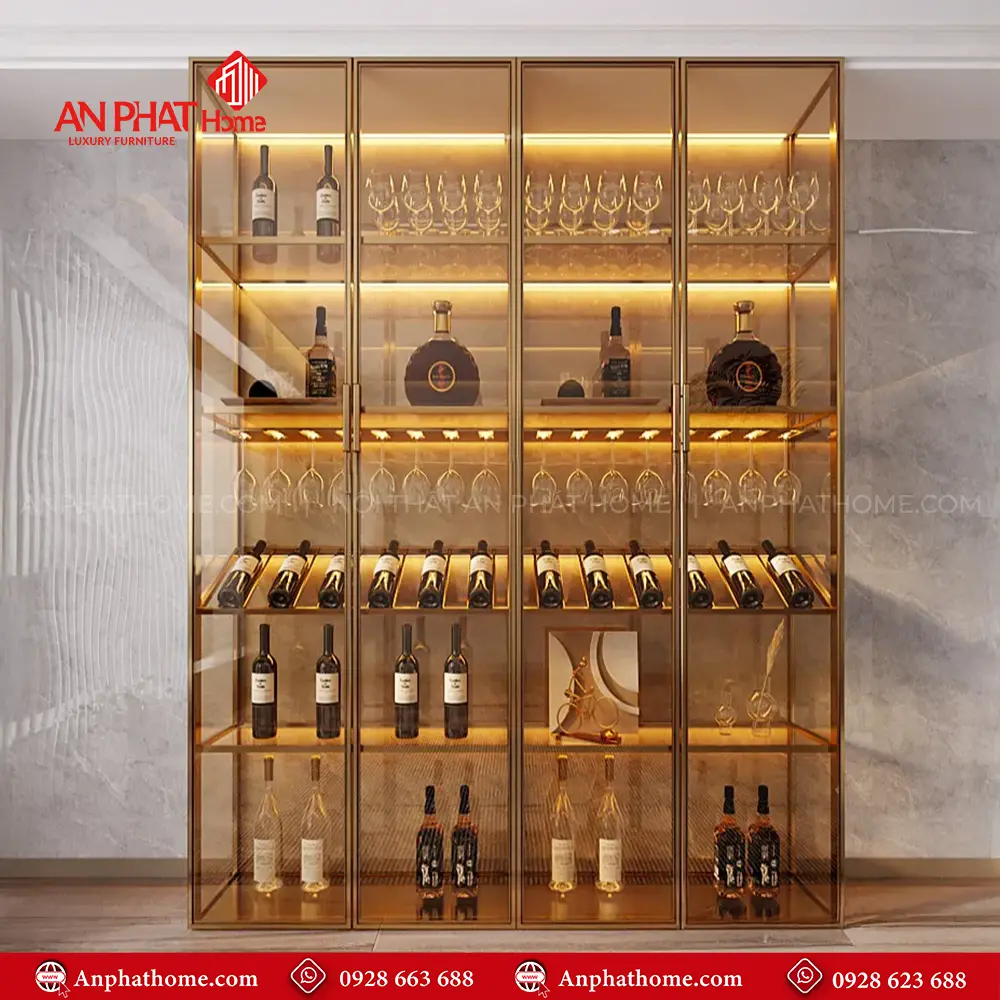 Tủ Rượu Vang Nhôm Kính Sang Trọng T-5349