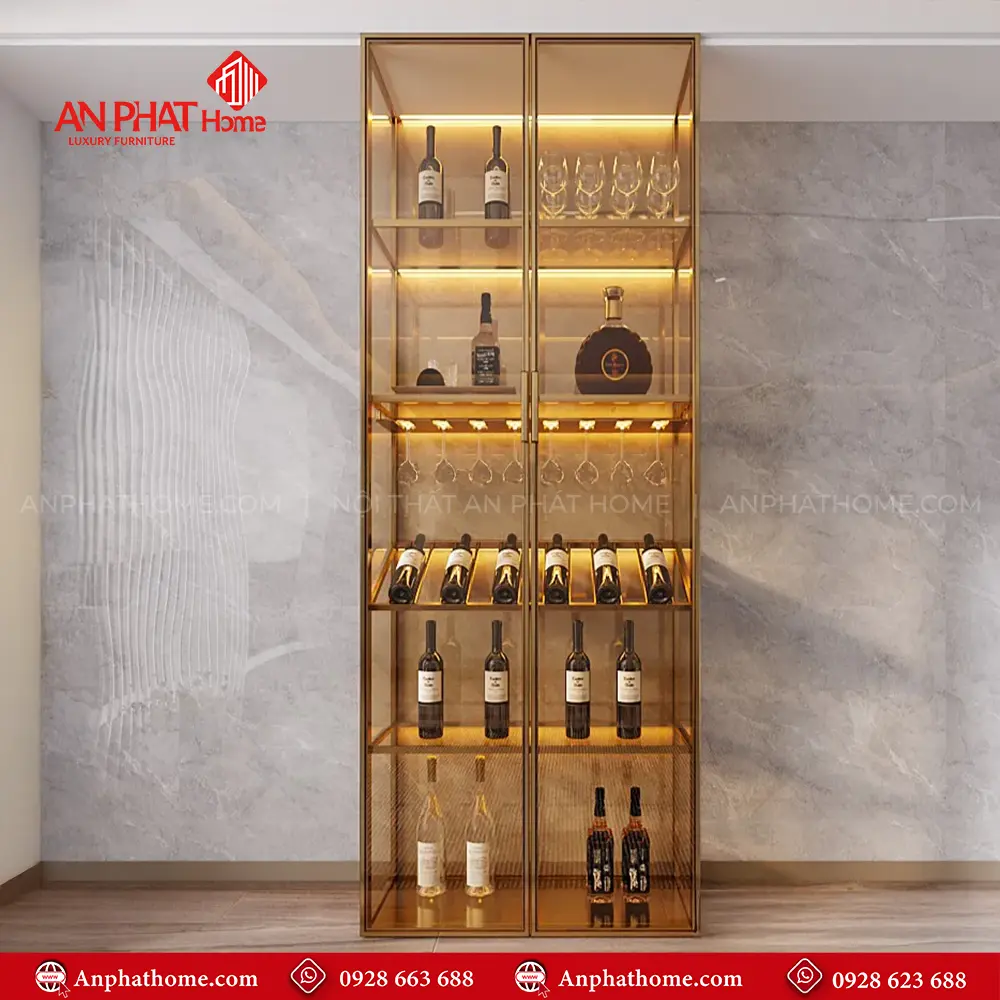 Tủ Rượu Vang Nhôm Kính Sang Trọng T-5349