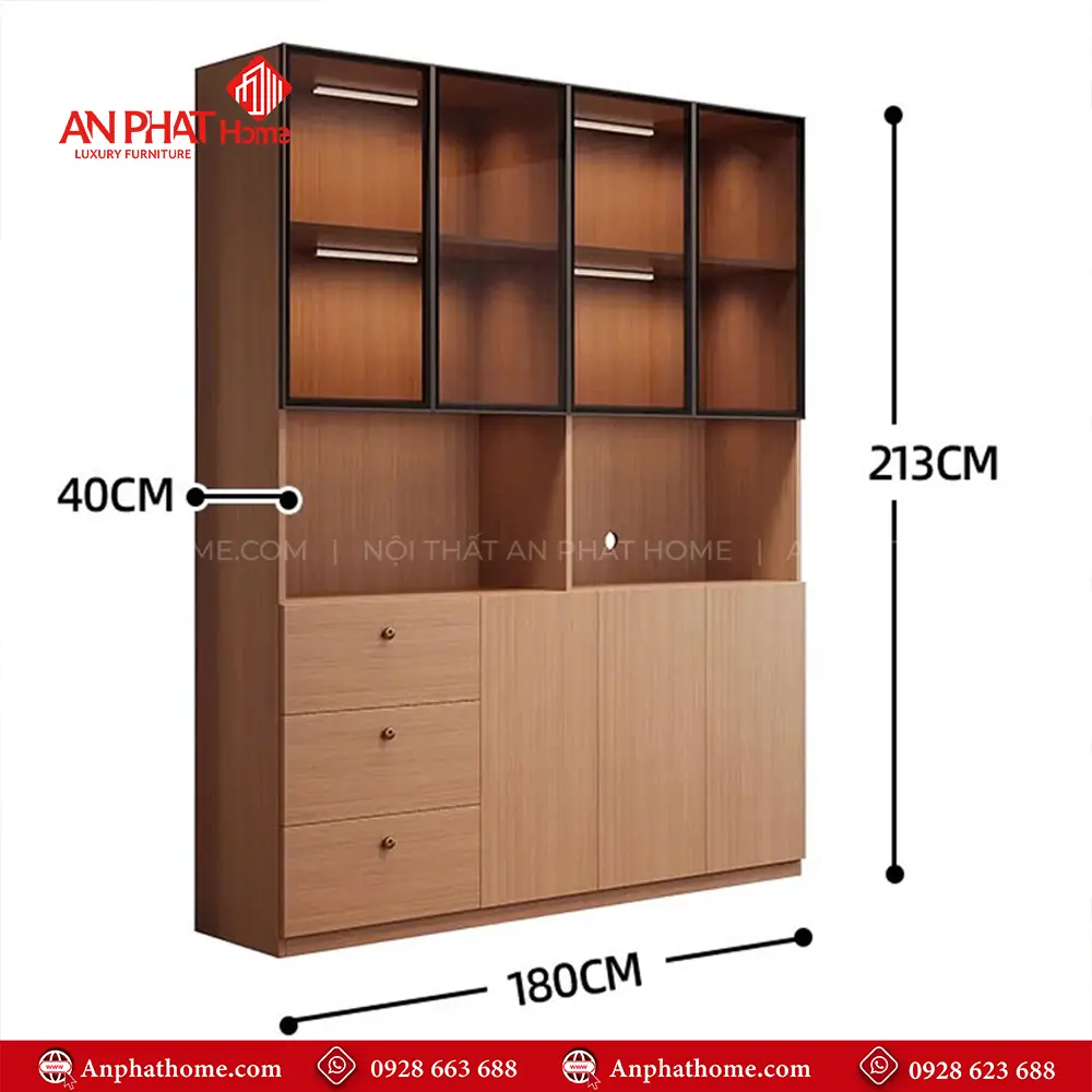 Tủ Sách Đẹp Cửa Kính Sang Trọng T-5453 9 Tủ Sách Đẹp Cửa Kính Sang Trọng T-5453