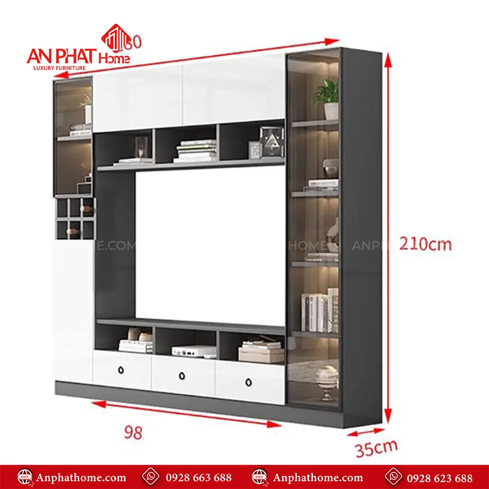Tủ Tivi Cánh Kính Sang Trọng T-5374 6 Tủ Tivi Cánh Kính Sang Trọng T-5374